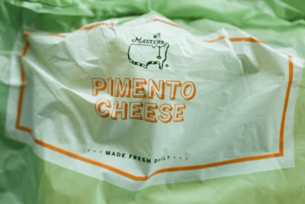 Fresh Pimento Cheese sandwich wrapped in paper, ready to enjoy.